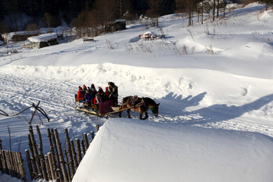 中國(guó)雪鄉(xiāng) 馬拉雪橇 雪橇