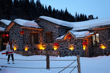 雪鄉(xiāng) 雙峰林場 春節(jié) 紅燈 燈
