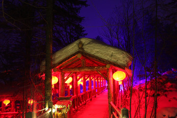 雪鄉(xiāng) 雙峰林場 春節(jié) 紅燈 燈