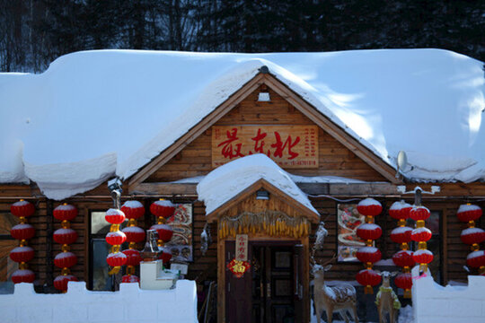 雪鄉(xiāng) 雙峰林場 春節(jié) 紅燈 燈