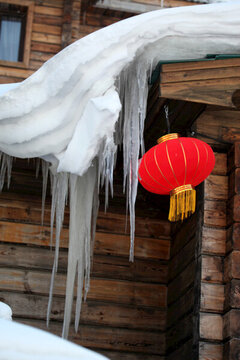 紅燈籠 節(jié)日 雪鄉(xiāng) 東北