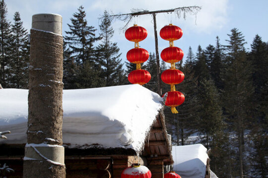 雪鄉(xiāng) 雙峰林場(chǎng) 春節(jié) 紅燈 燈