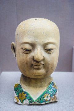 三彩陶俑臉