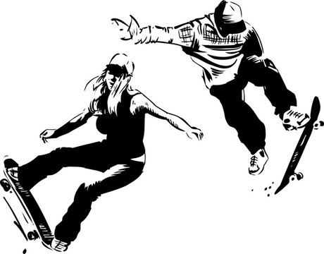 滑板插畫