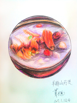 彩鉛兒童涂鴉山藥排骨湯