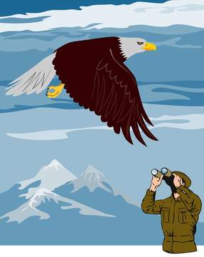 鷹和鳥類觀察者