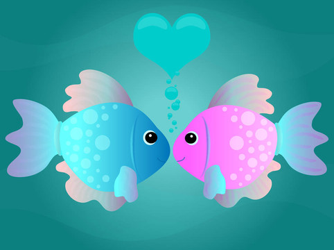 卡通接吻魚