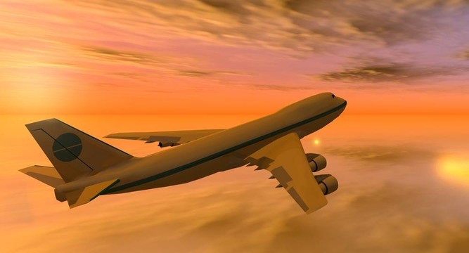 日落時的747架飛機