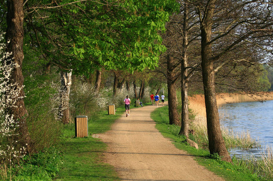 在公園里慢跑