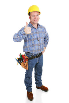 真正的建筑工人豎起大拇指