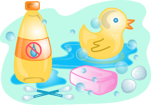 嬰兒沐浴套裝插畫