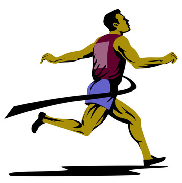 短跑運動員勝利完成