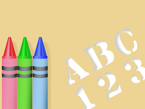 ABC 123模版蠟筆