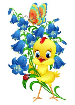 可愛的花的小雞