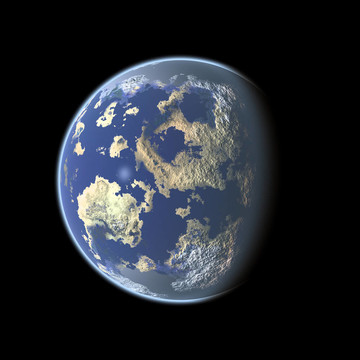 像地球一樣的行星在黑色背景上