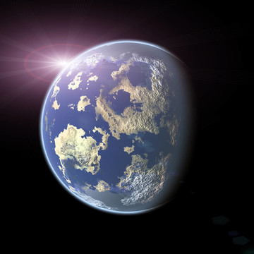 像地球一樣的行星在黑色背景上