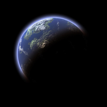 像地球一樣的行星在黑色背景上