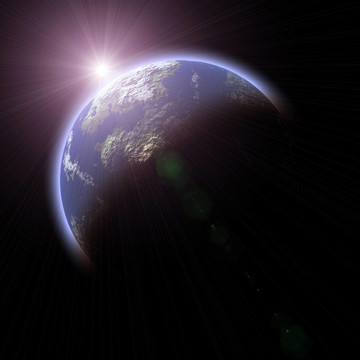 像地球一樣的行星在黑色背景上