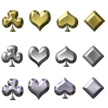 在黃金銀和鉻上玩紙牌
