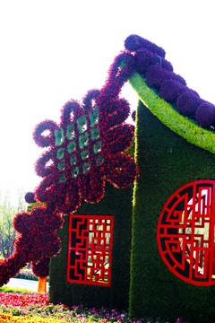 中國(guó)結(jié) 植物墻 花窗