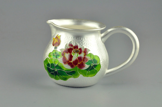 掐絲琺瑯純銀茶具