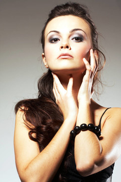與Long Brown Hair的女人