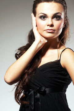 與Long Brown Hair的女人