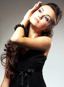 與Long Brown Hair的女人