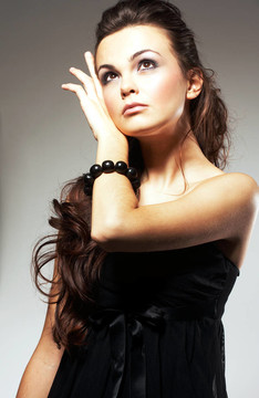 與Long Brown Hair的女人