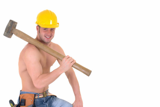 男子氣概的建筑工人