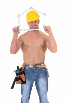 男子氣概的建筑工人