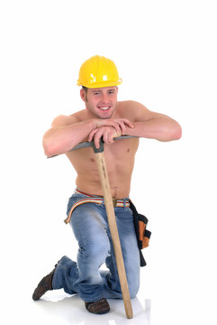 男子氣概的建筑工人