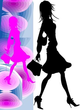 購物女孩剪影