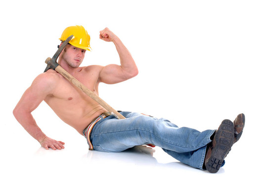男子氣概的建筑工人
