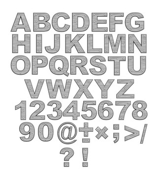 字母- 3D字母從金屬與鉚釘