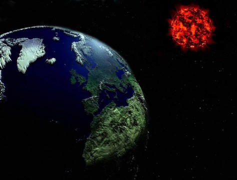 地球和小行星。