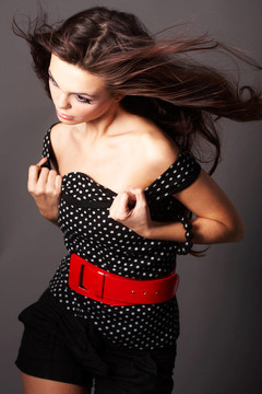 與Long Brown Hair的女人