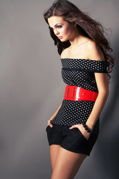 與Long Brown Hair的女人