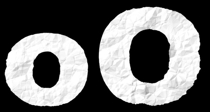 揉紙字母O