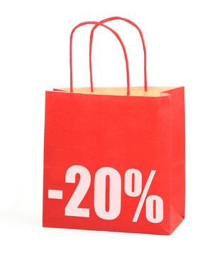 帶20%號標志的購物袋