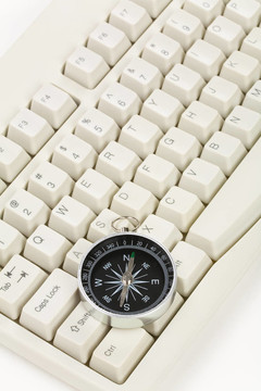 電腦鍵盤和指南針