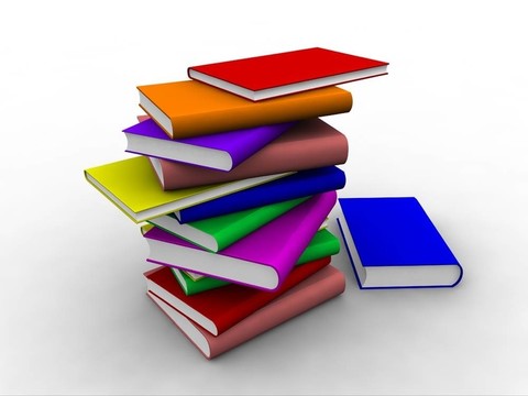 三維堆疊頂部的書籍