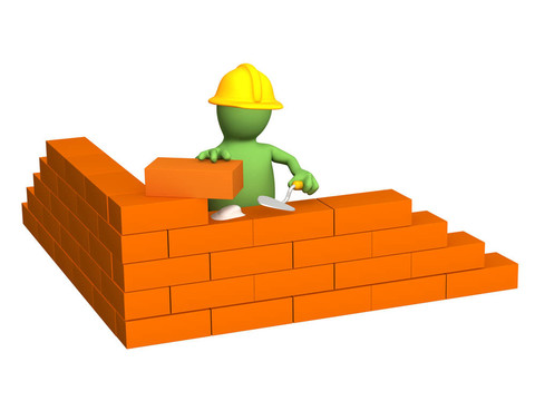 三維木偶建筑；建筑磚墻