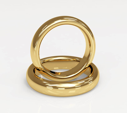 兩個(gè)3D黃金結(jié)婚戒指