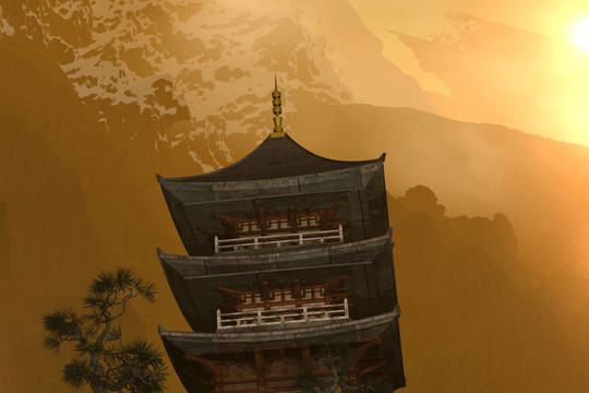山上的佛教寺廟