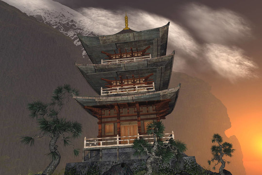 山上的佛教寺廟