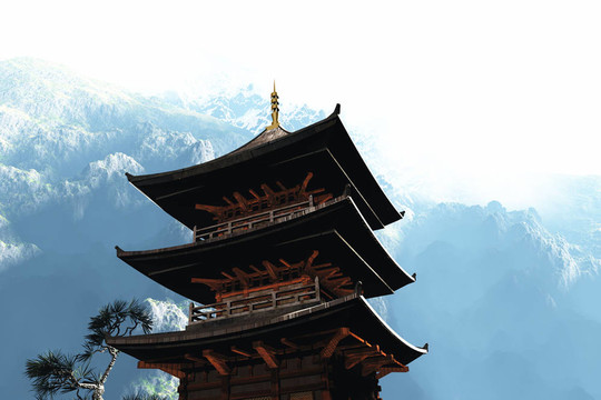 山上的佛教寺廟