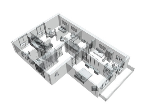 一四居室公寓3D草圖