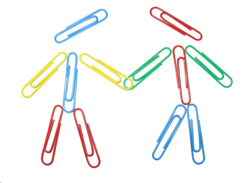 彩色回形針compozition概念分離的人