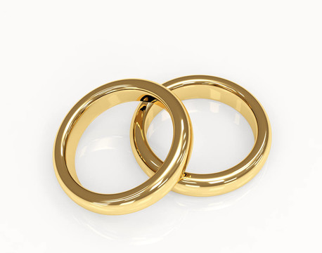 兩個(gè)3D黃金結(jié)婚戒指